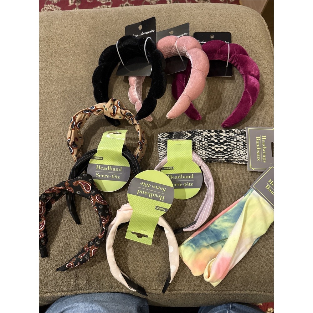 Mixed Lot Of 10 Hair Accessories - Headbands And Headwraps (TD)